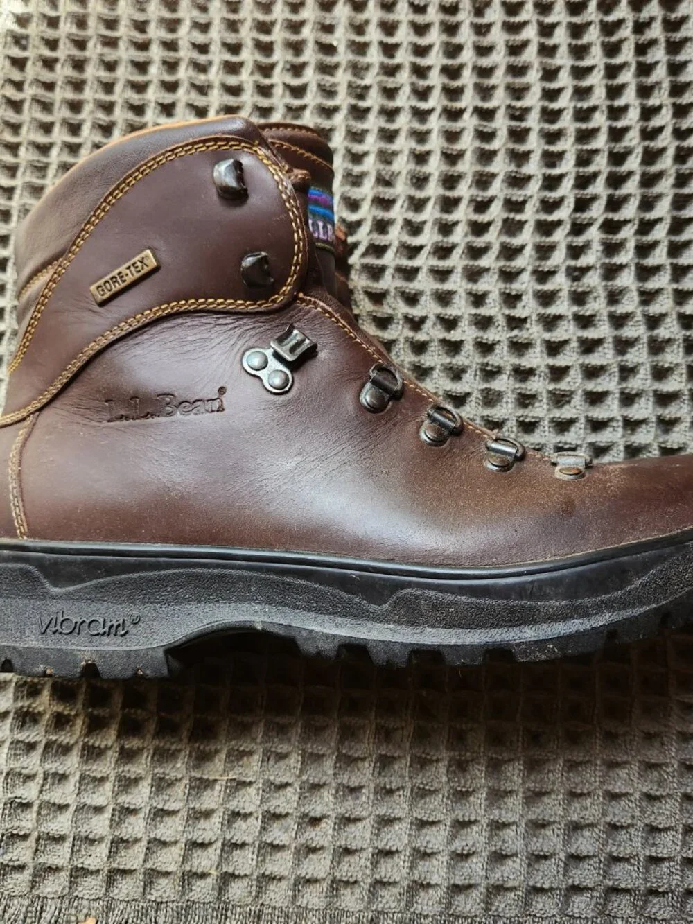 LL Bean Cresta Vibram Gore-Tex Boots Brown Leather Hiking Mens 8.5 Womens 10 Vtg